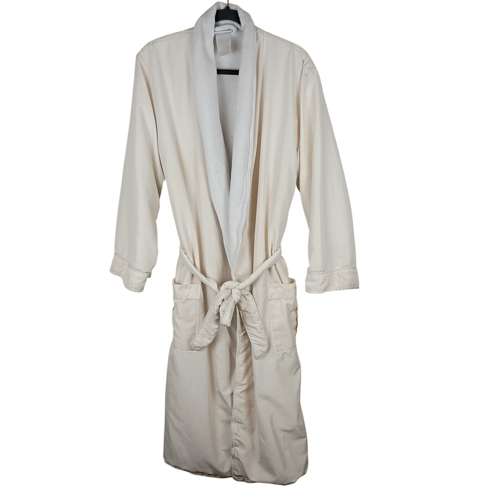 Jennifer Adams Home Women Cream Luxury Spa Robe Lined Long Belted Pocket